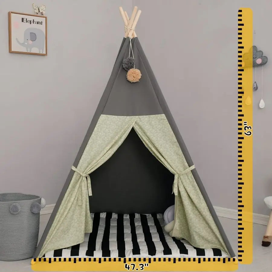 Tee Pee Style Play Tent for Quiet Play.  Foldable With Carry Case