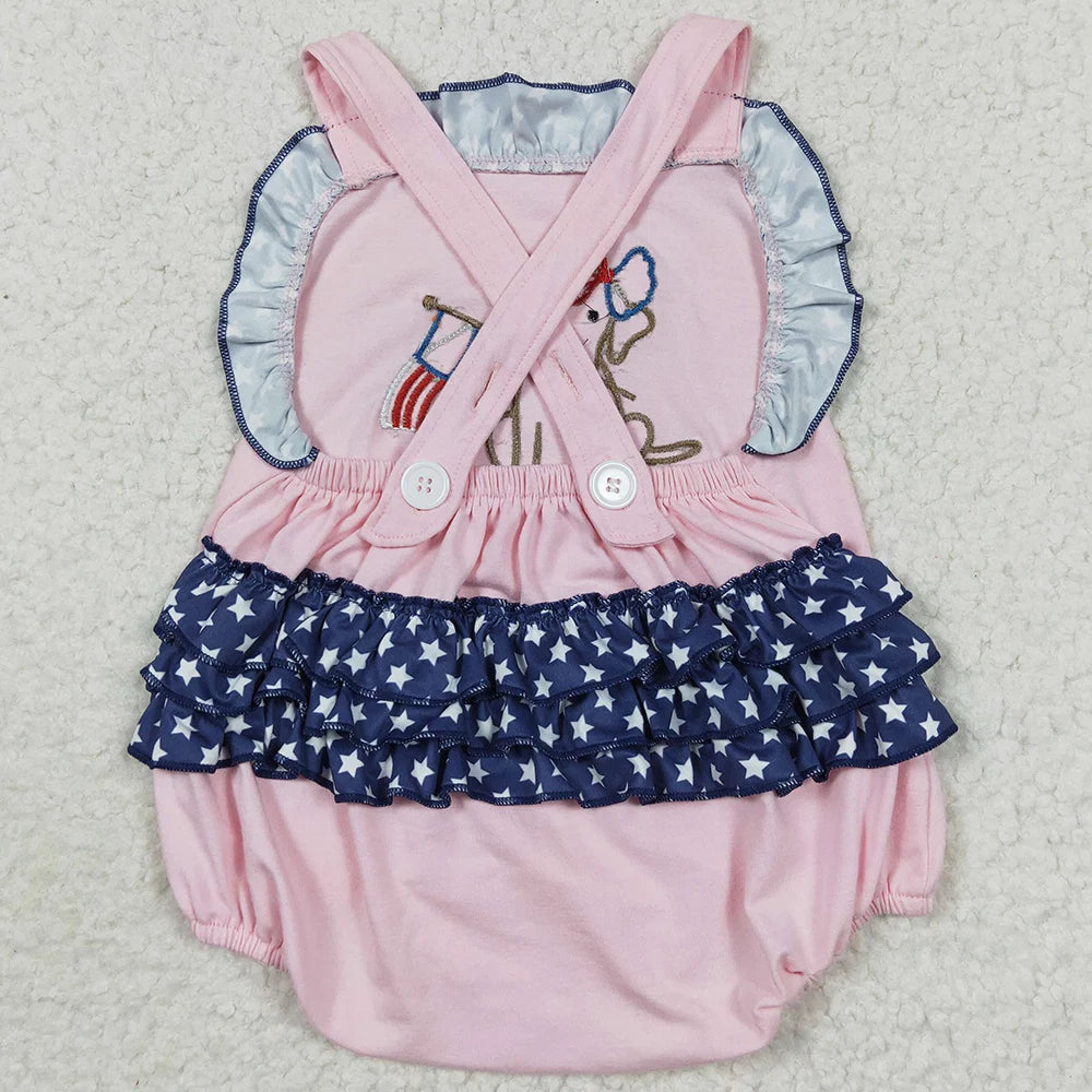 Infant-Toddler Rompers, 4th of July Theme, Sibling Clothes, for girls. Dress the family for the 4th of July celebrations.
