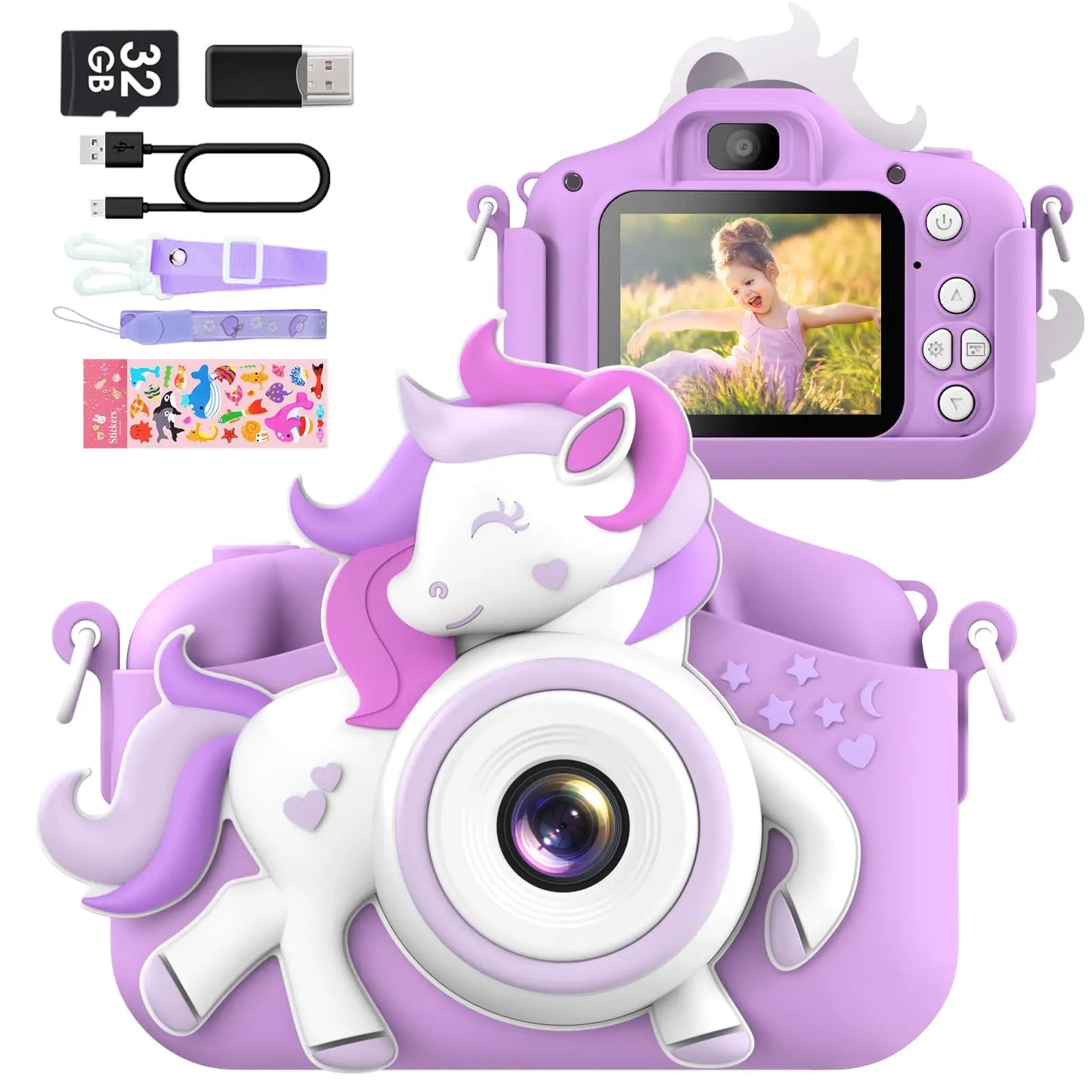 Kids Mini Camera, 20.0 MP 1080P HD Digital Camera, 2.0" Screen Camcorder Toy with 32GB Card for 6-12 Year Olds, Makes a great Holiday or Birthday Gift