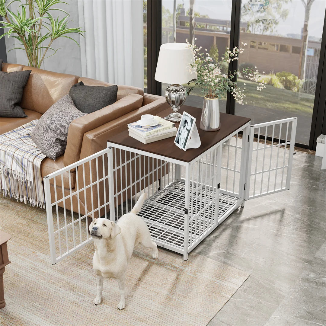Furniture Style Dog Crate End Table With Three Doors to  make any Pet Owner's Room an Upgrade