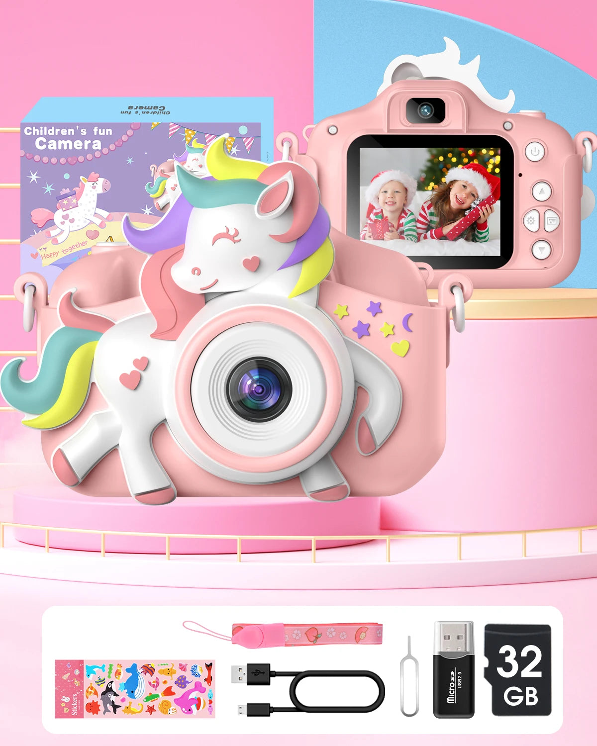 Kids Mini Camera, 20.0 MP 1080P HD Digital Camera, 2.0" Screen Camcorder Toy with 32GB Card for 6-12 Year Olds, Makes a great Holiday or Birthday Gift