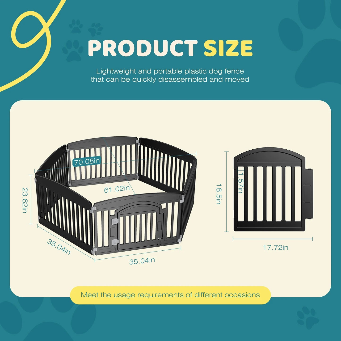Plastic Dog Playpen For Indoor Outdoor Safe Space for Pets,  Folding Portable Expandable