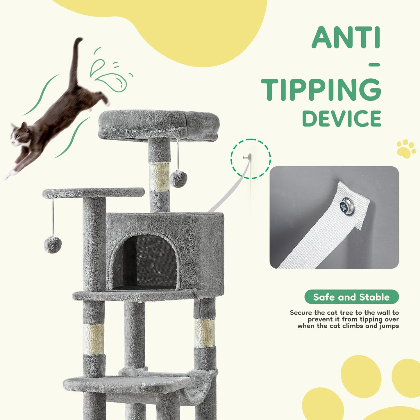 Large Cat Condo for Climbing and Hiding, for hours of engaging your Kitties, for Multi Cat Climbing on Towers With Sisal posts