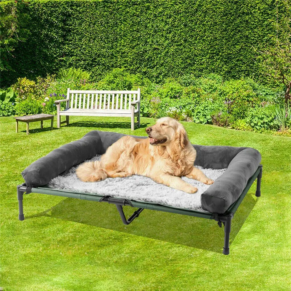 Elevated Pet Bed Lounger For Dogs And Cats, Washable bolsters with mesh floor to promote airflow on Hot Days