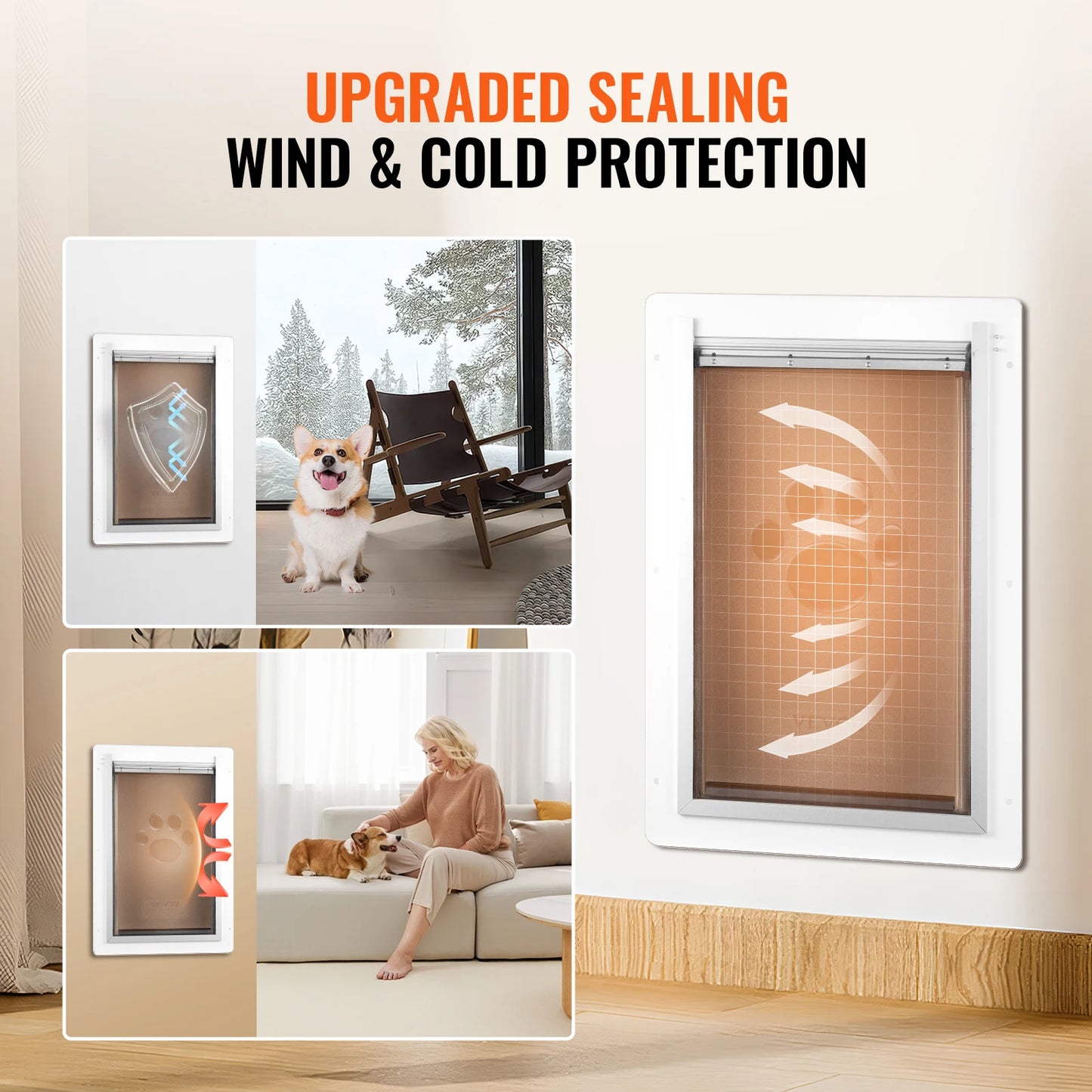 Pet Door With Metal Frame Lock Three Flap System Weatherproof