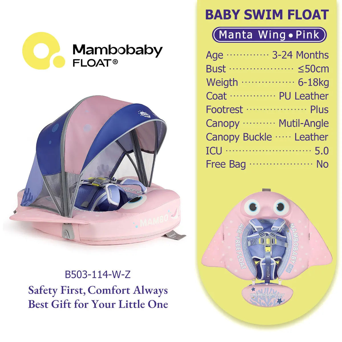Non-Inflatable Baby Pool Float With Parasol for Adult Supervised Pool time with Littles