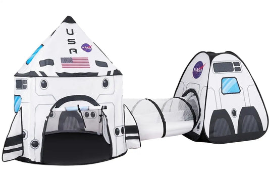 Rocket Ship Play Tents, Pop up Play house with Tunnel, 3-Piece Play Tent for Kids Pretending a Rocket Ship Adventure. Makes great gift for Kinders who enjoy Pretending!