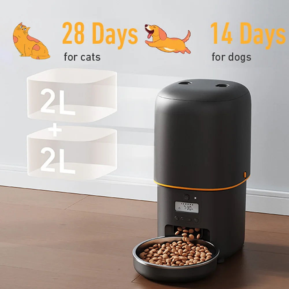 Nityers Automatic Pet Food Dispenser With Key Control Voice Recorder