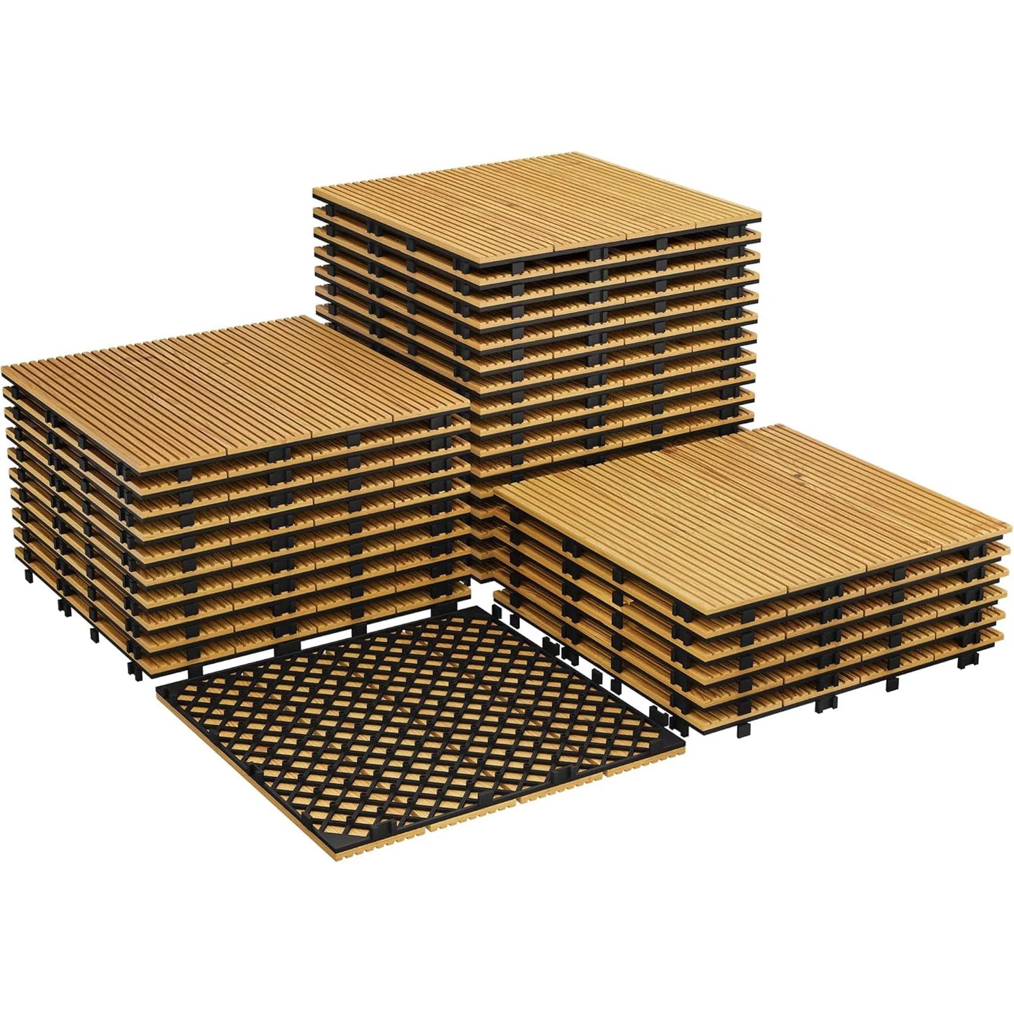 HiMISS Acacia Wood Deck Tiles For Patio And Outdoor Decor