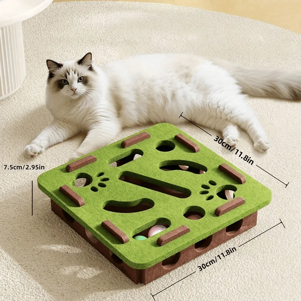New Interactive Cat Toy, Cat Puzzle Toy With Maze And Bell Ball, Durable Felt Material, Battery-Free, Suitable For Indoor Cats