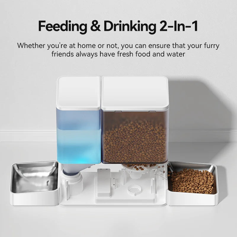 2in1 Automatic Pet Feeder and Water Fountain for Busy Pet Owners