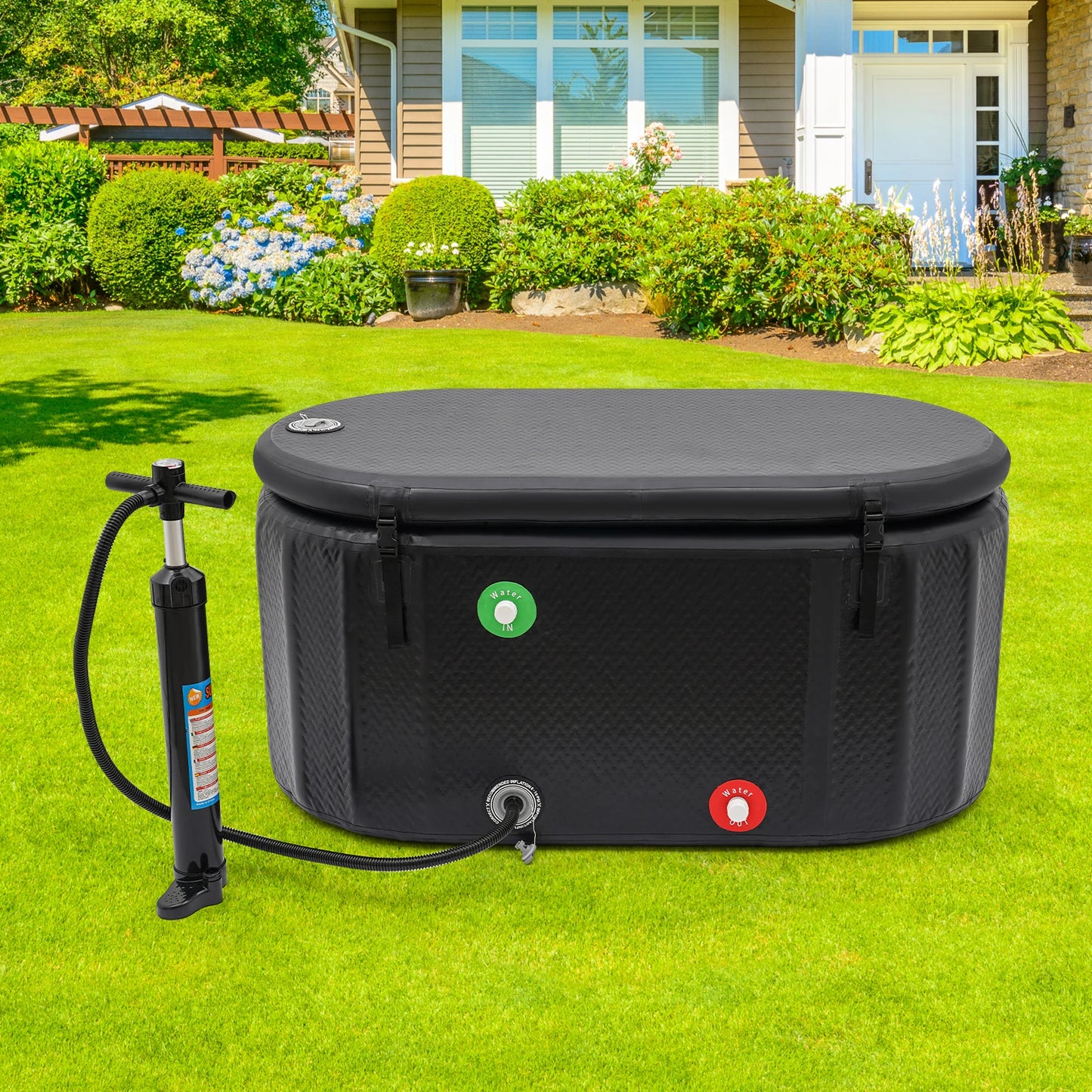 370L Inflatable Cold Plunge Tub,  Portable, Inflatable  w/Insulated Lid for reducing inflammation and promoting wellness.