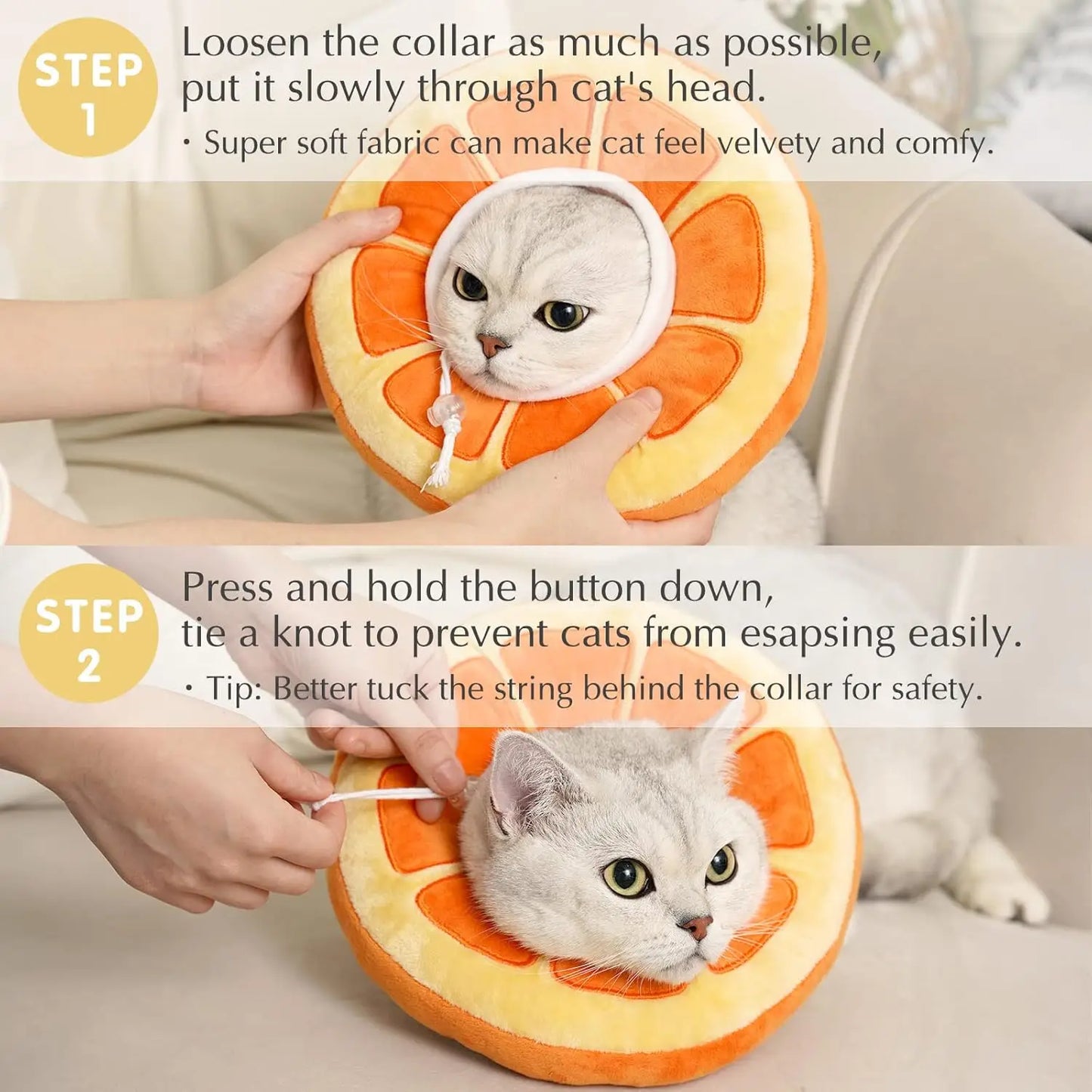 Adjustable Cat Recovery Collar, Cute Fruit Shape to use After Surgery or Pet Injury to help Stop Licking