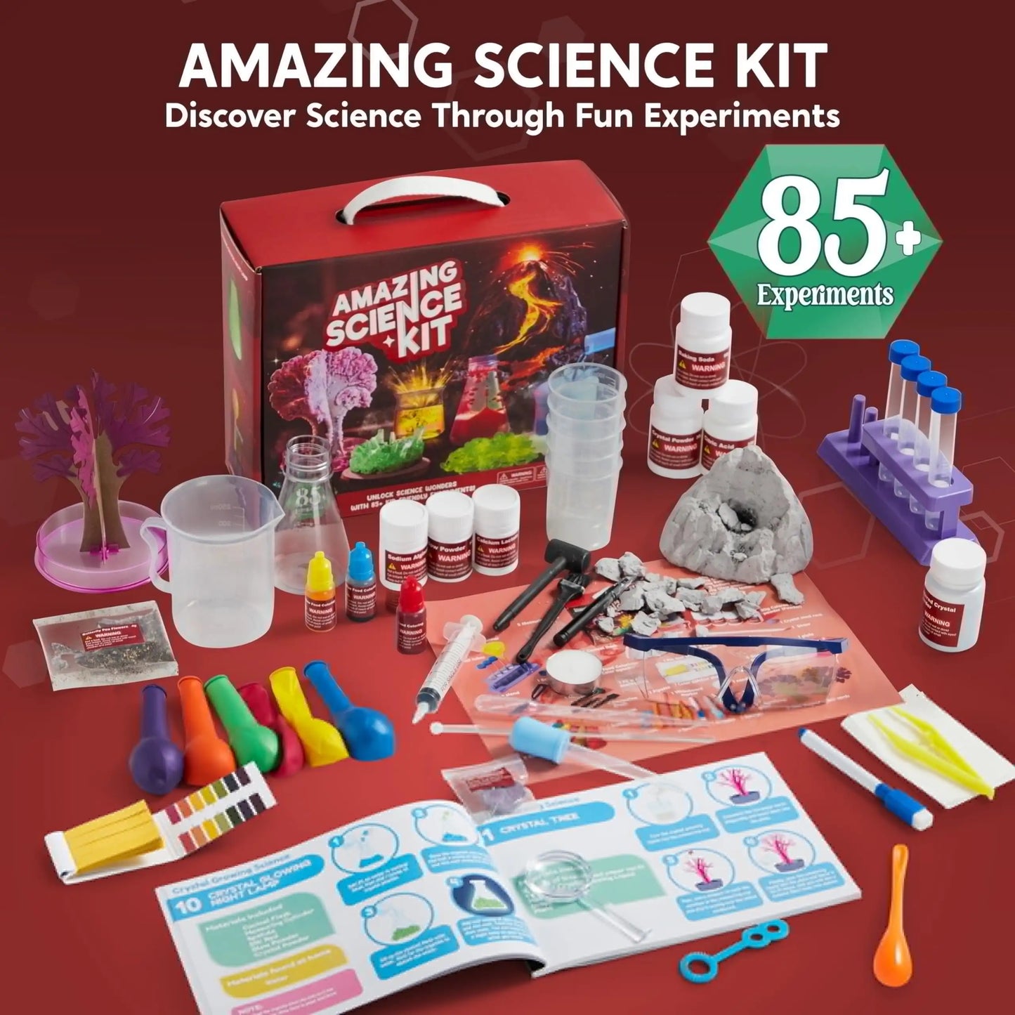 Science Kits for Kids, 85+ STEM Educational Experiments, for Boys Girls Age 6-12.