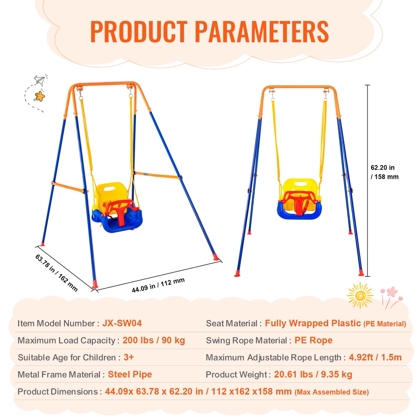SucceBuy Backyard Swing Set With Saucer Swing And Belt Swings