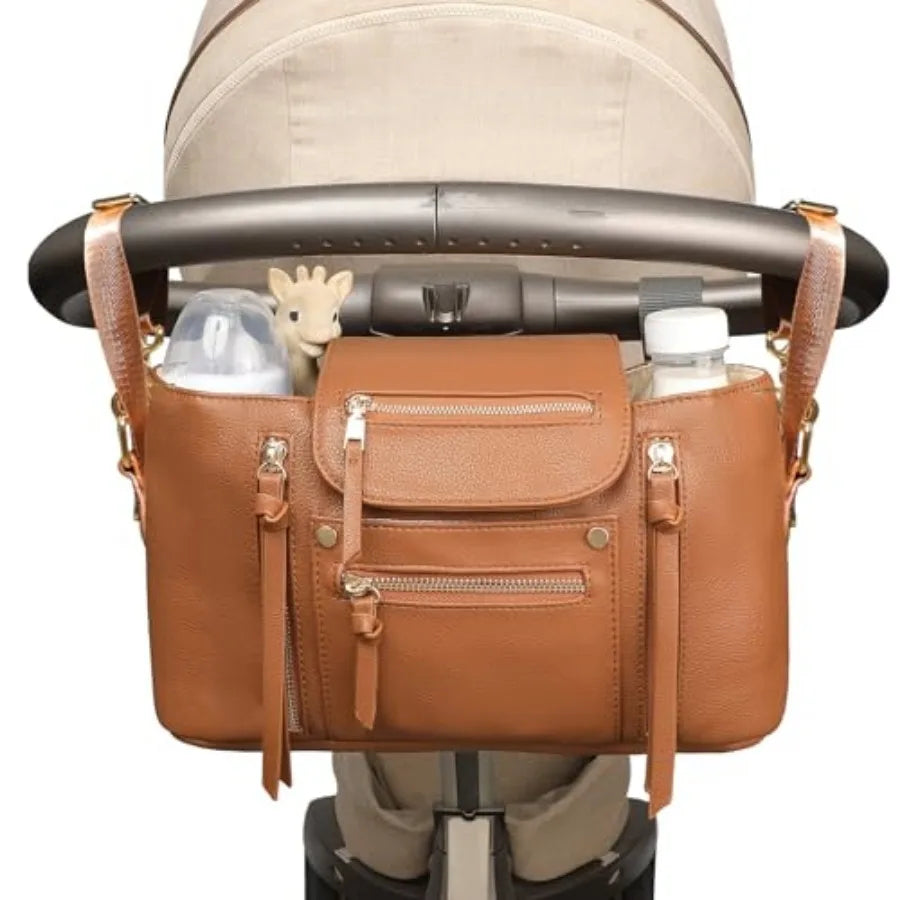 Universal Stroller Organizer with Insulated Cup Holder, Baby Storage Bag with Adjustable Straps, Fits all Strollers