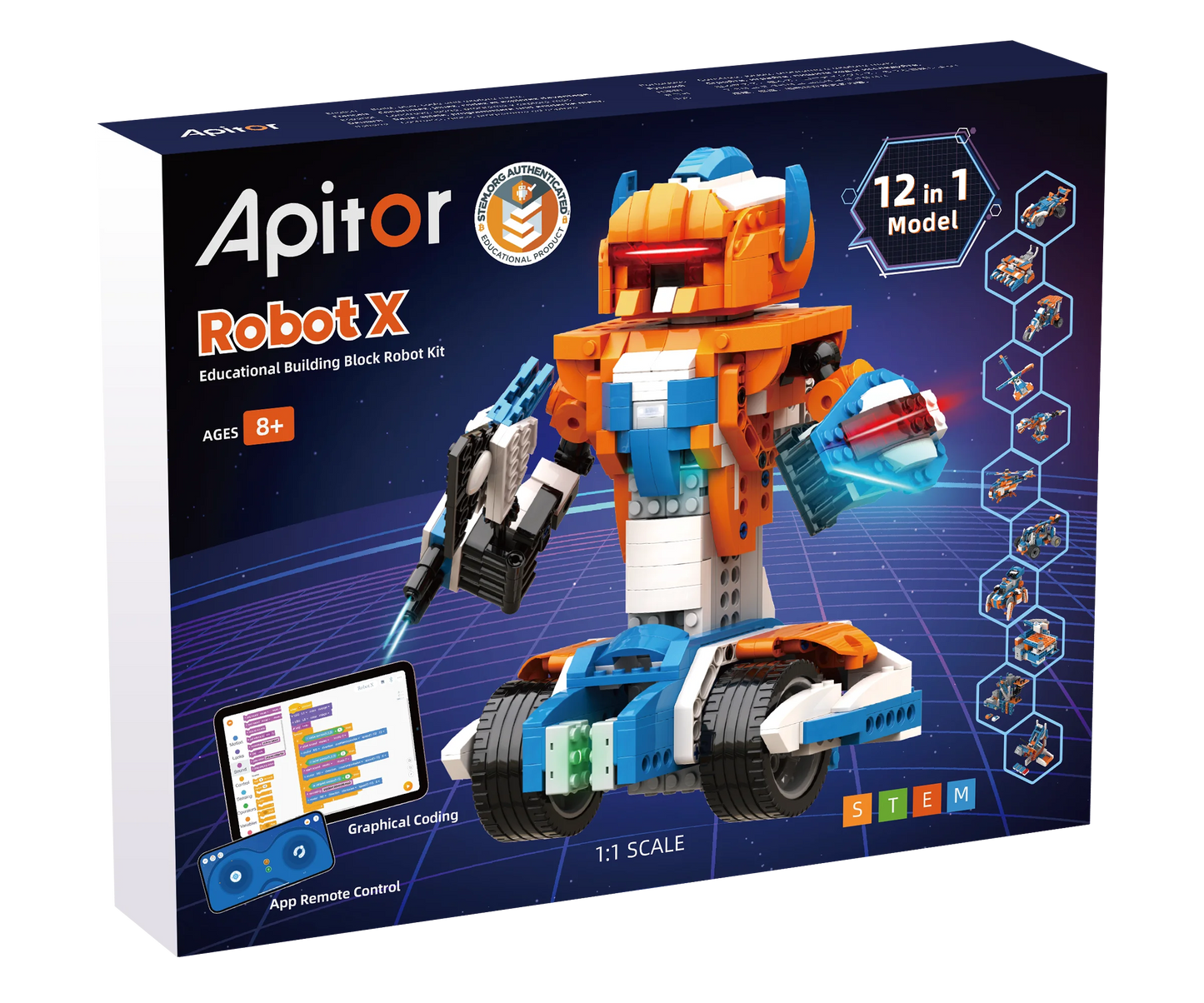 Apitor 600-Piece 12-In-1 Robot Building Kit STEM Coding Toys