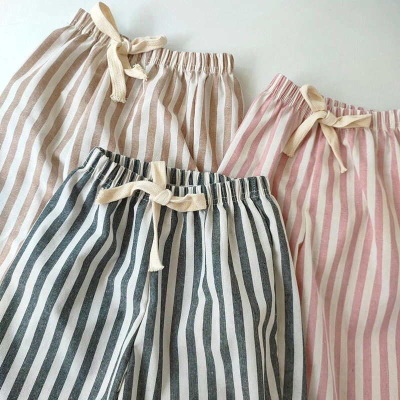 Unisex Kids Linen Cotton Shorts For Summer Casual Wear