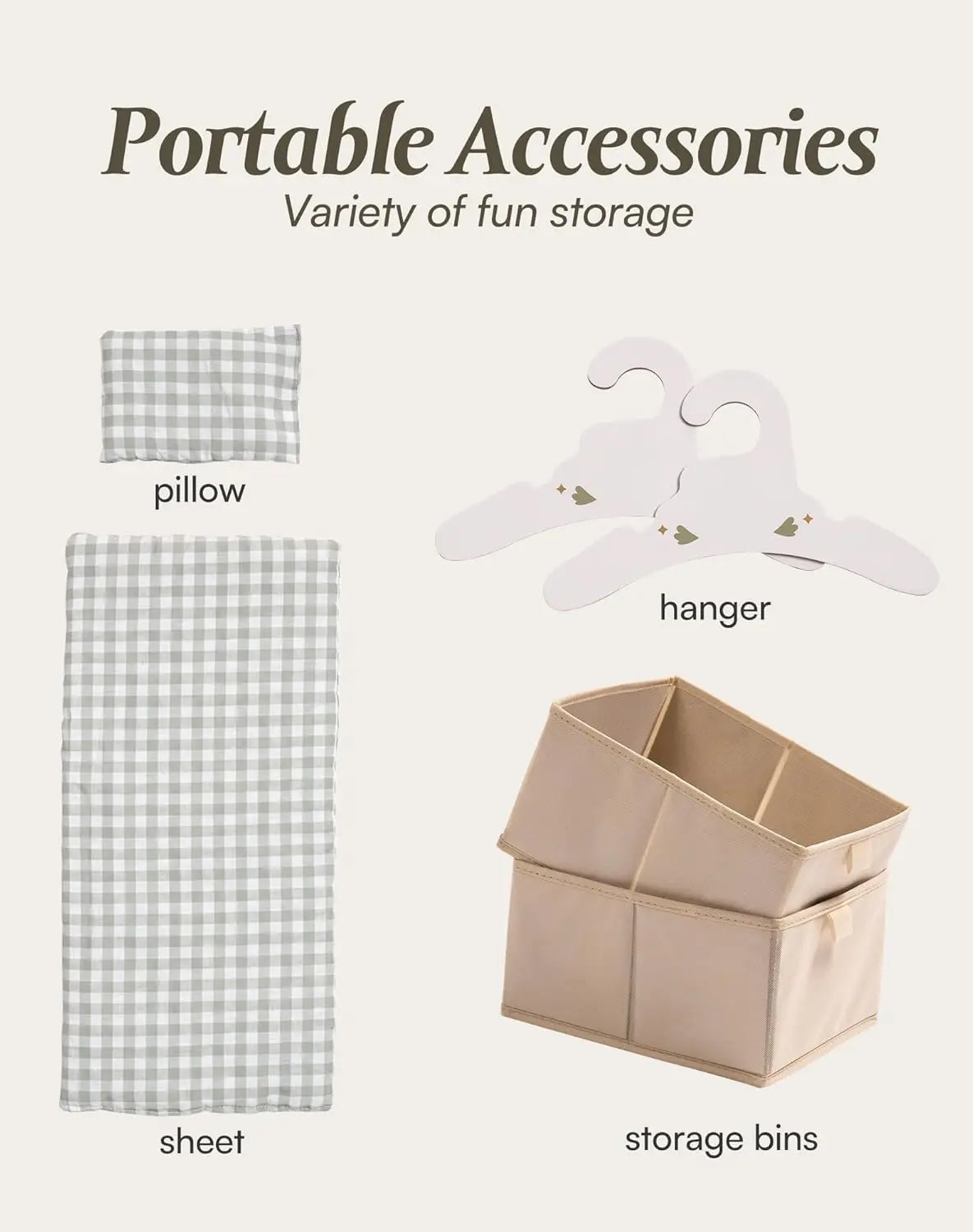 Rolife Baby Doll Bed With Storage And Bedding Accessories