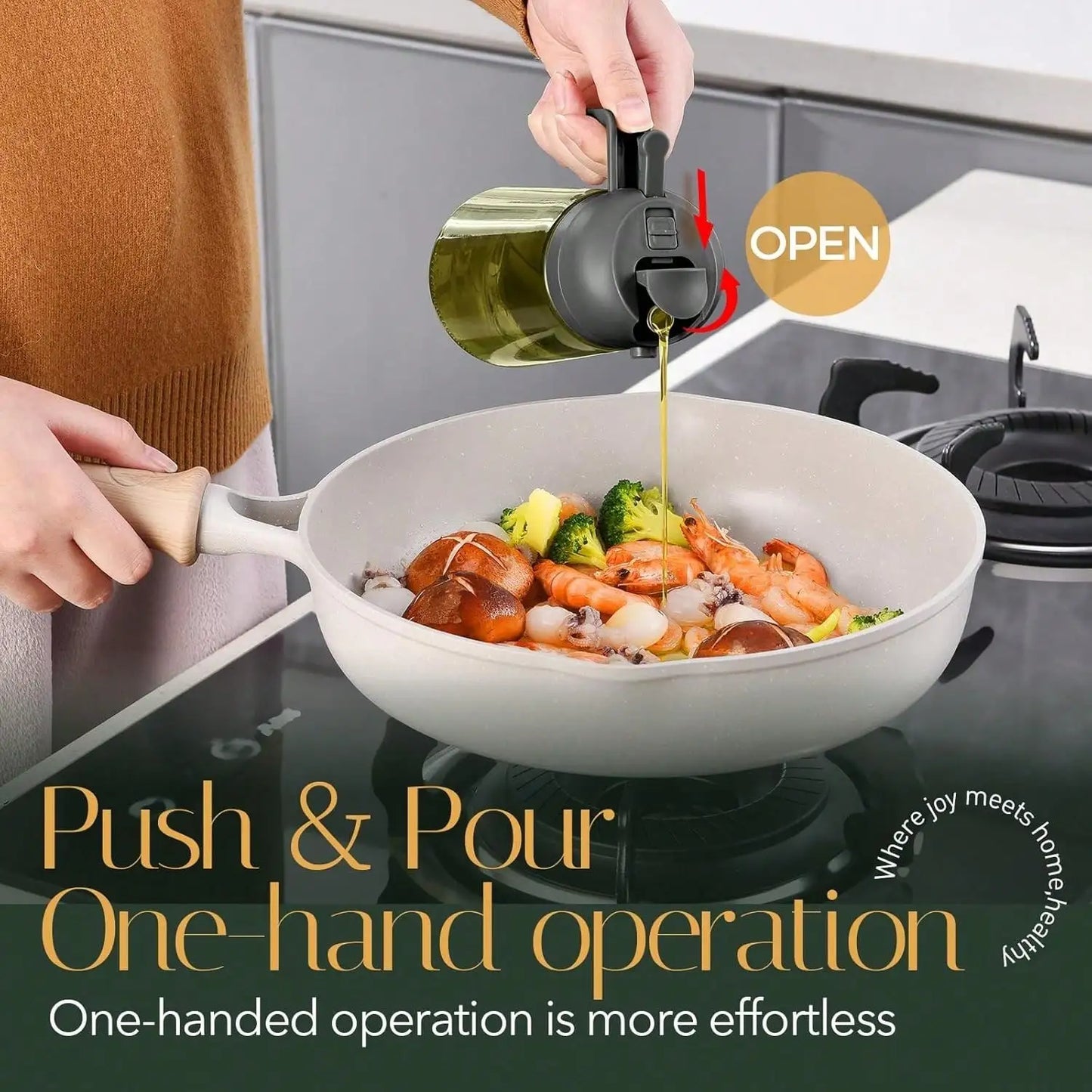 Premium Dark Glass Olive Oil Dispenser- 2 In 1 Cooking Oil Spray Bottle, Multipurpose Kitchen Oil Mister, Perfect for Air Fryer, BBQ, Grilling Household Cooking. Great gift for your favorite Chef.