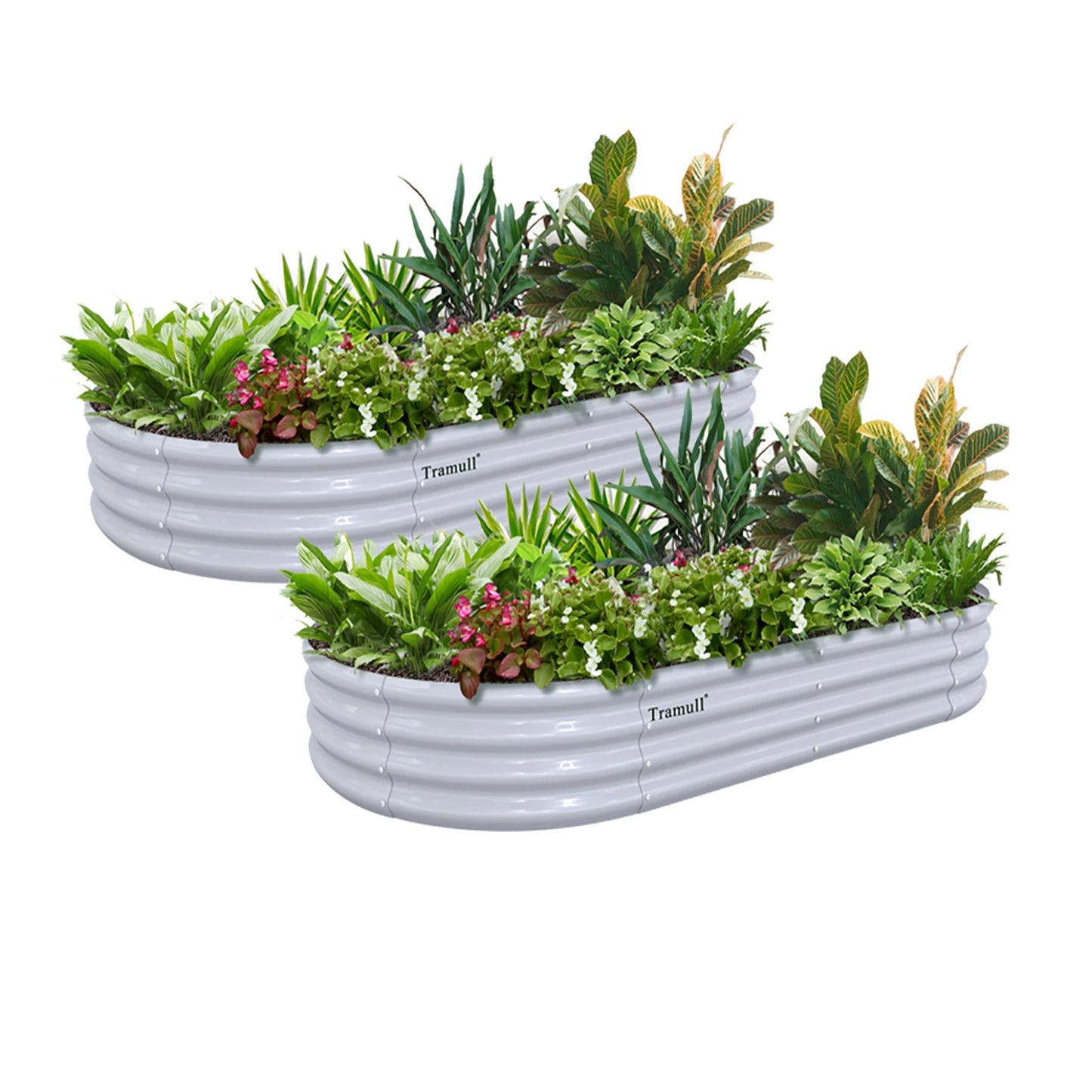 2 Pack 6x3x1FT Galvanized Raised Garden Bed Kit, Oval Metal Planter Box for Vegetables. Flowers, Herbs