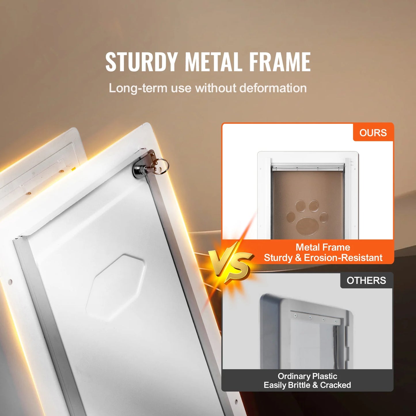 Pet Door With Metal Frame Lock Three Flap System Weatherproof