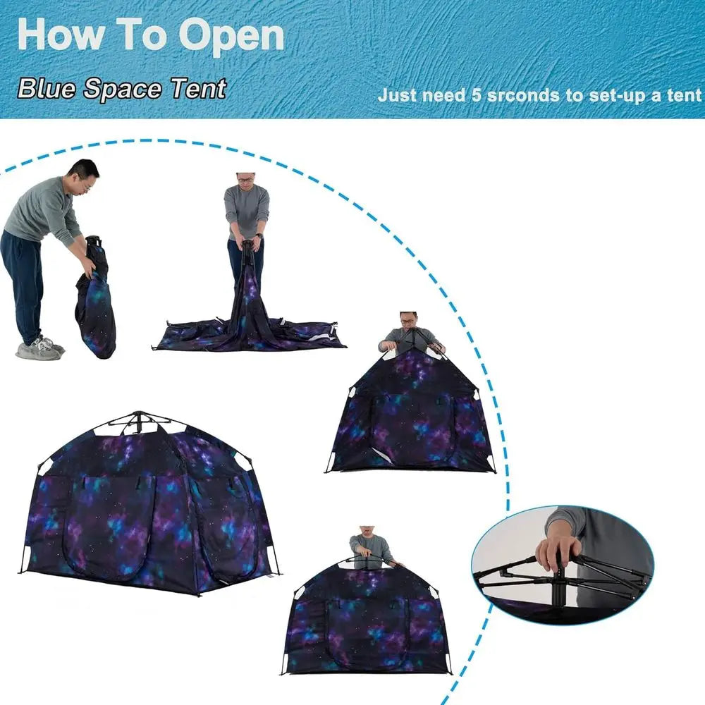 Night Sky Play Tent With LED Lights For Sensory Play or a Calming Retreat