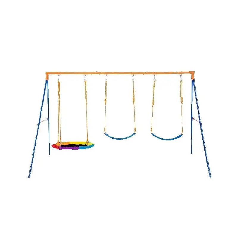 SucceBuy Backyard Swing Set With Saucer Swing And Belt Swings
