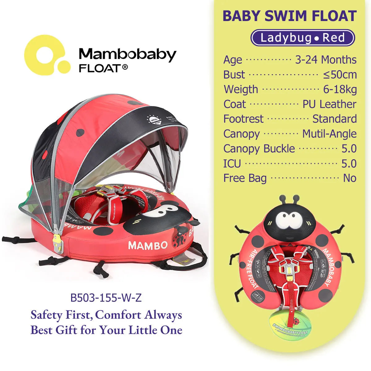 Non-Inflatable Baby Pool Float With Parasol for Adult Supervised Pool time with Littles