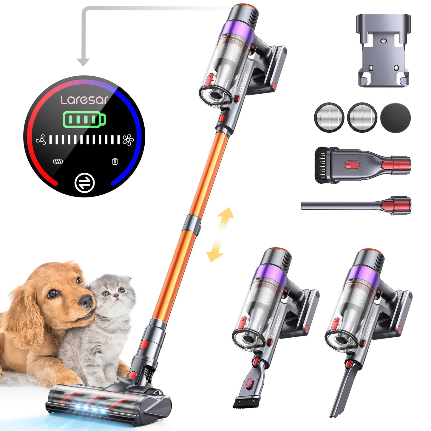 Cordless Vacuum Cleaner, Handheld Home Appliance, 450W Powerful Smart Vac, Detachable Battery- free up cleaning time for "Me Time".