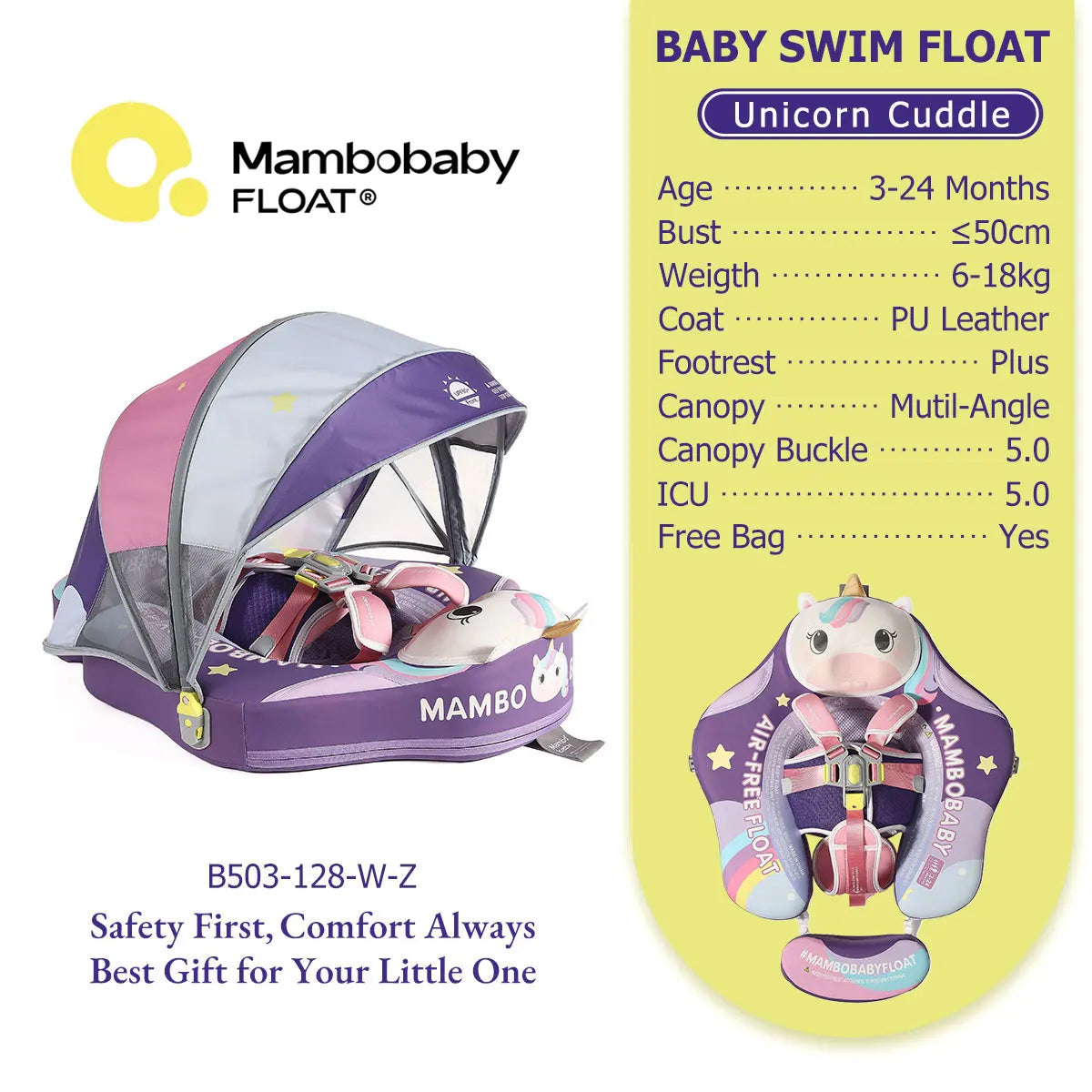 Non-Inflatable Baby Pool Float With Parasol for Adult Supervised Pool time with Littles