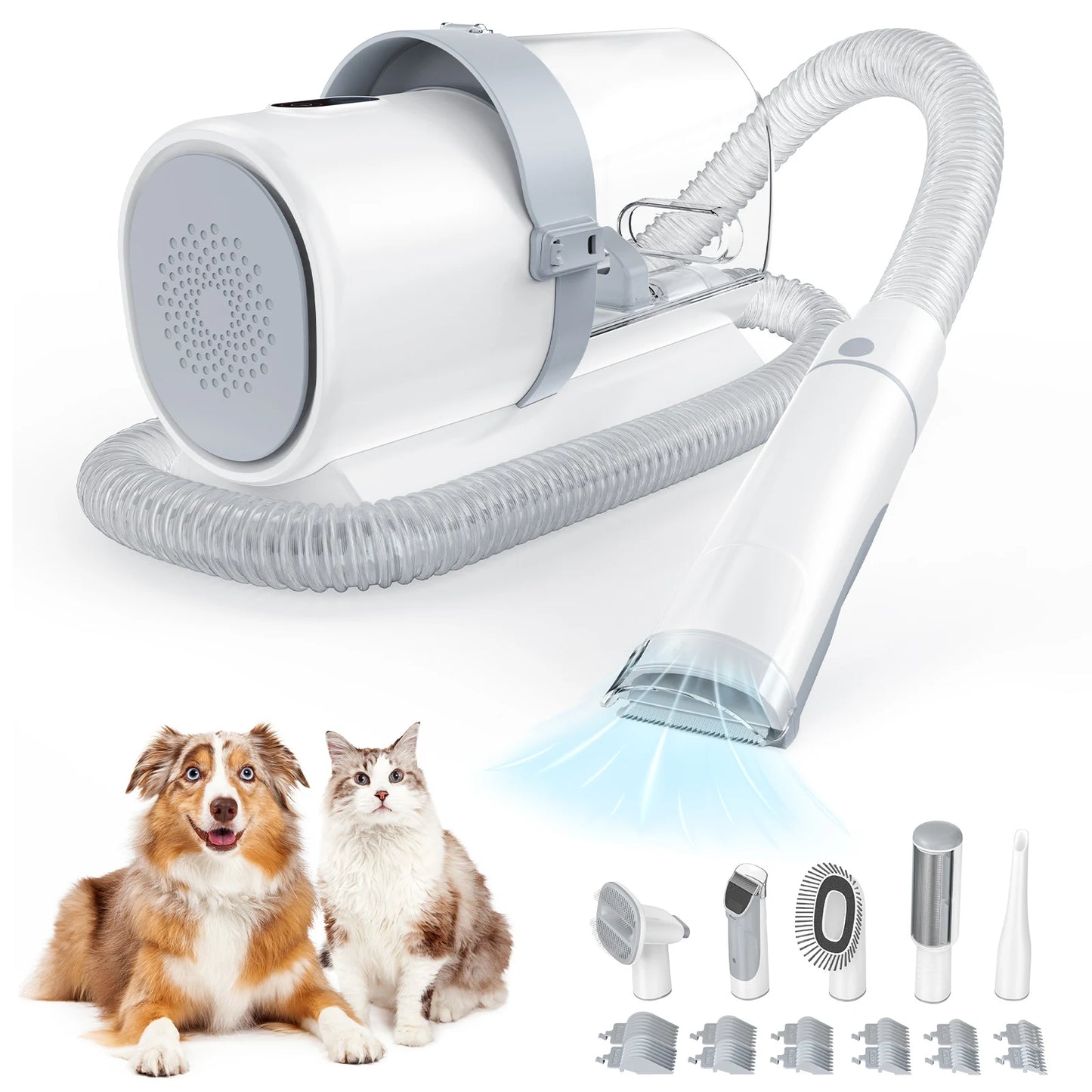 2.5L Professional Pet Grooming Vacuum Kit, 3 Suction Modes and 5 Groomer Tools with Cordless Low Noise Pet Clippers