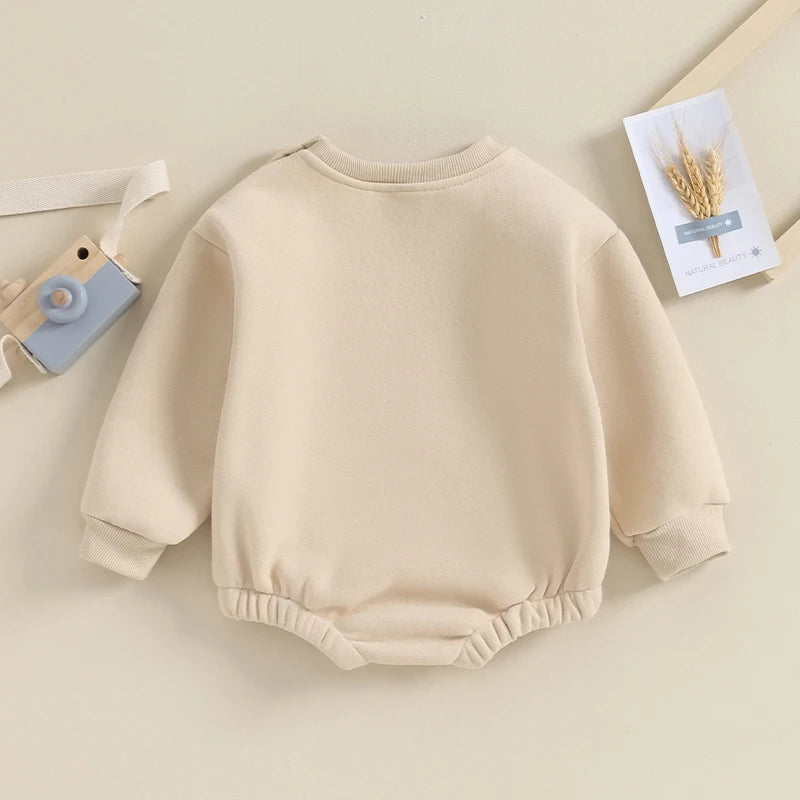 Infant Fleece Hooded Romper Unisex Jumpsuit Soft Cozy