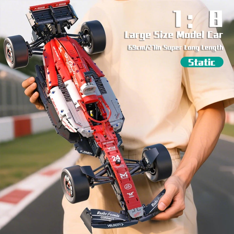 1:8 Scale Formula 1 Style Racing Car, Building Blocks Set for Pre-teens to Adult. Great Construction Set for Birthday or Holiday Gift.