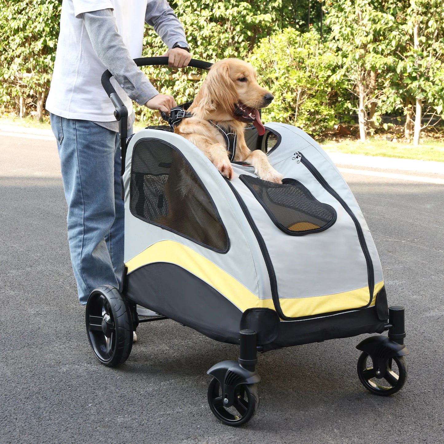 Portable Four Wheel Dog Stroller Foldable Travel Carrier