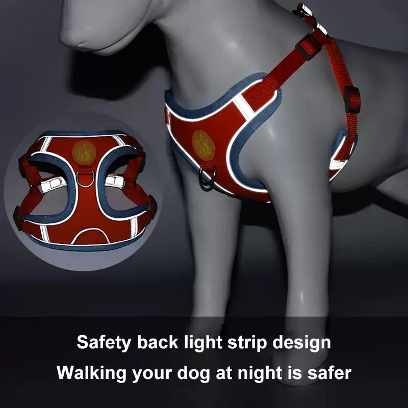 Dog Harness With Reflective Straps Soft Mesh Breathable Comfort Walking