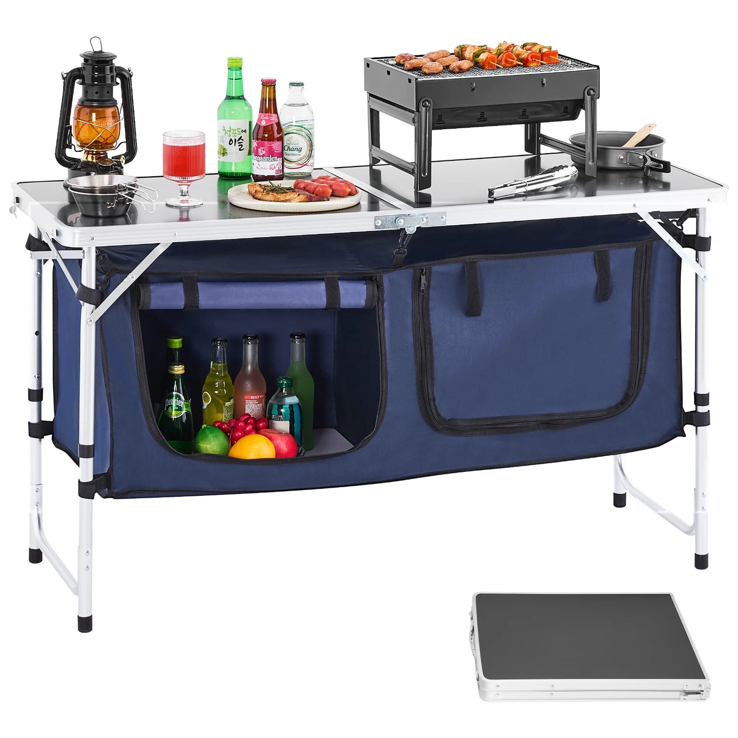 SucceBuy Folding Camping Kitchen Table For Outdoor Cooking