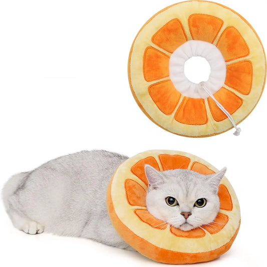 Adjustable Cat Recovery Collar, Cute Fruit Shape to use After Surgery or Pet Injury to help Stop Licking