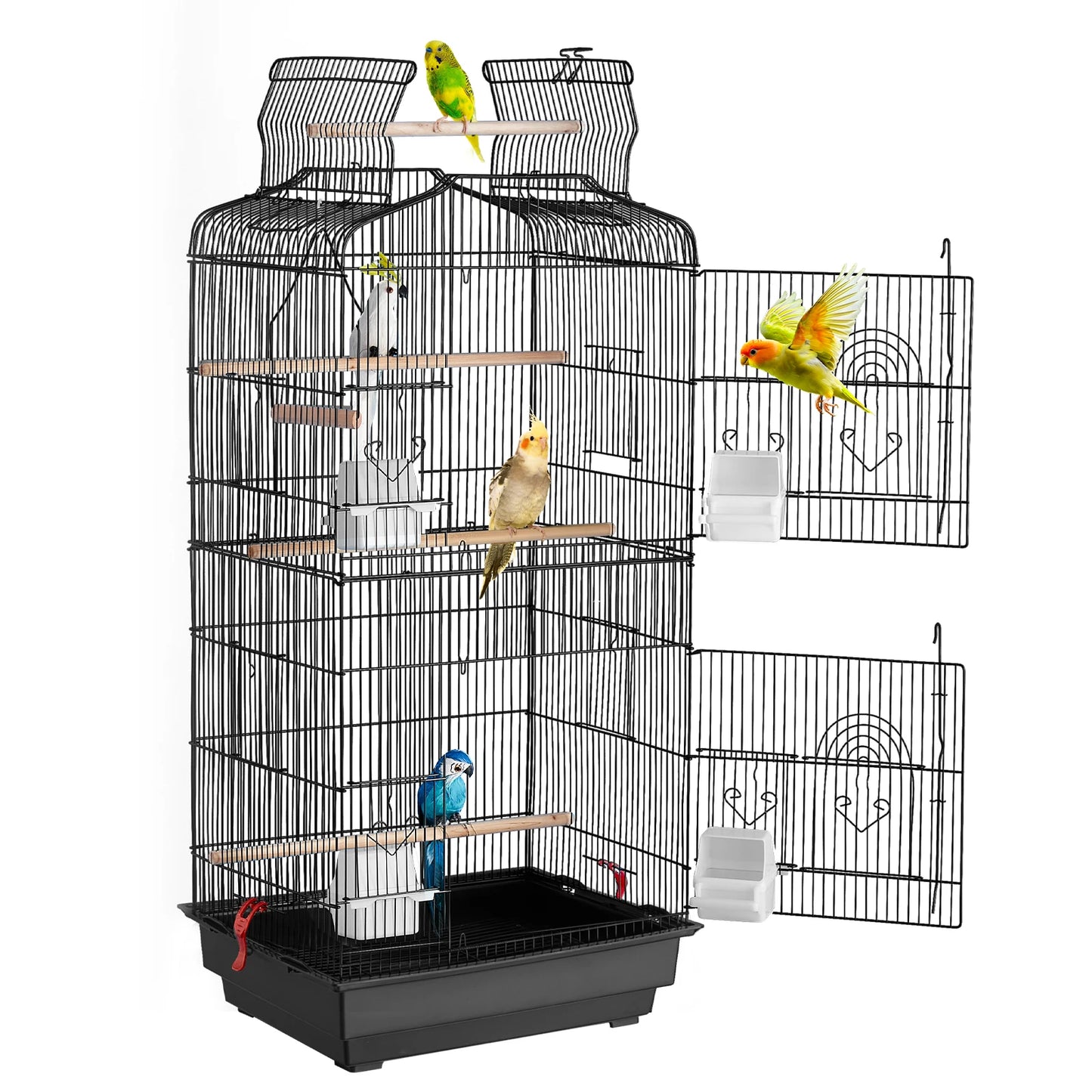 Open Top Bird Cage With Swing And Perches For Various Birds