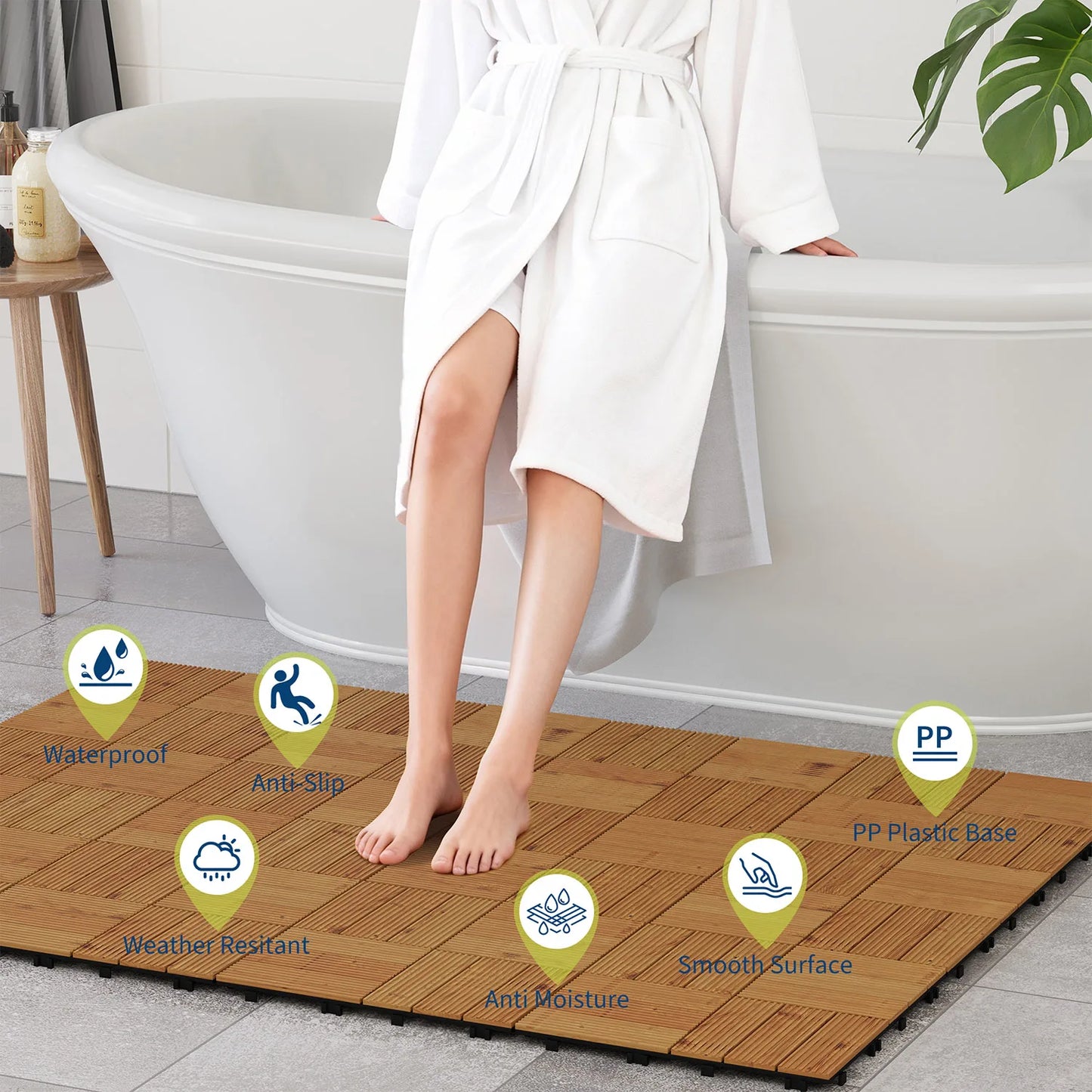 HiMISS Acacia Wood Deck Tiles For Outdoor Patio And Walkway