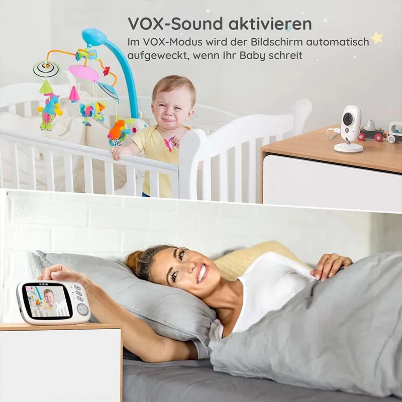 3.2 Inch Digital LCD Screen, Wireless Baby Monitor with Camera,  Surveillance with  VOX, Night Vision, Temperature Monitor.