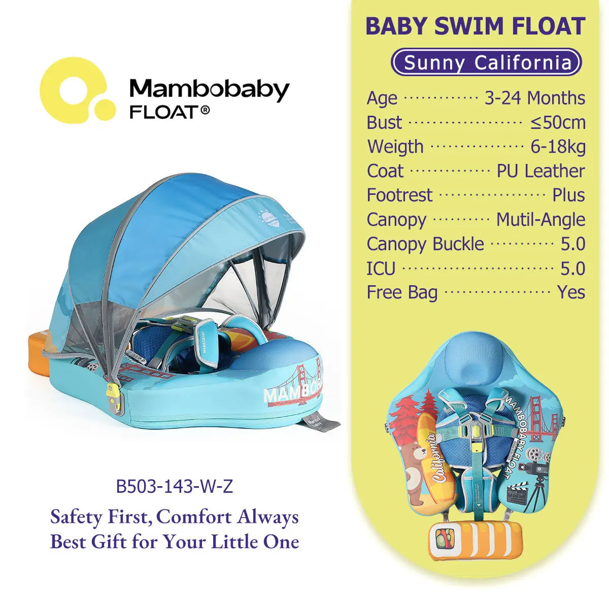 Non-Inflatable Baby Pool Float With Parasol for Adult Supervised Pool time with Littles