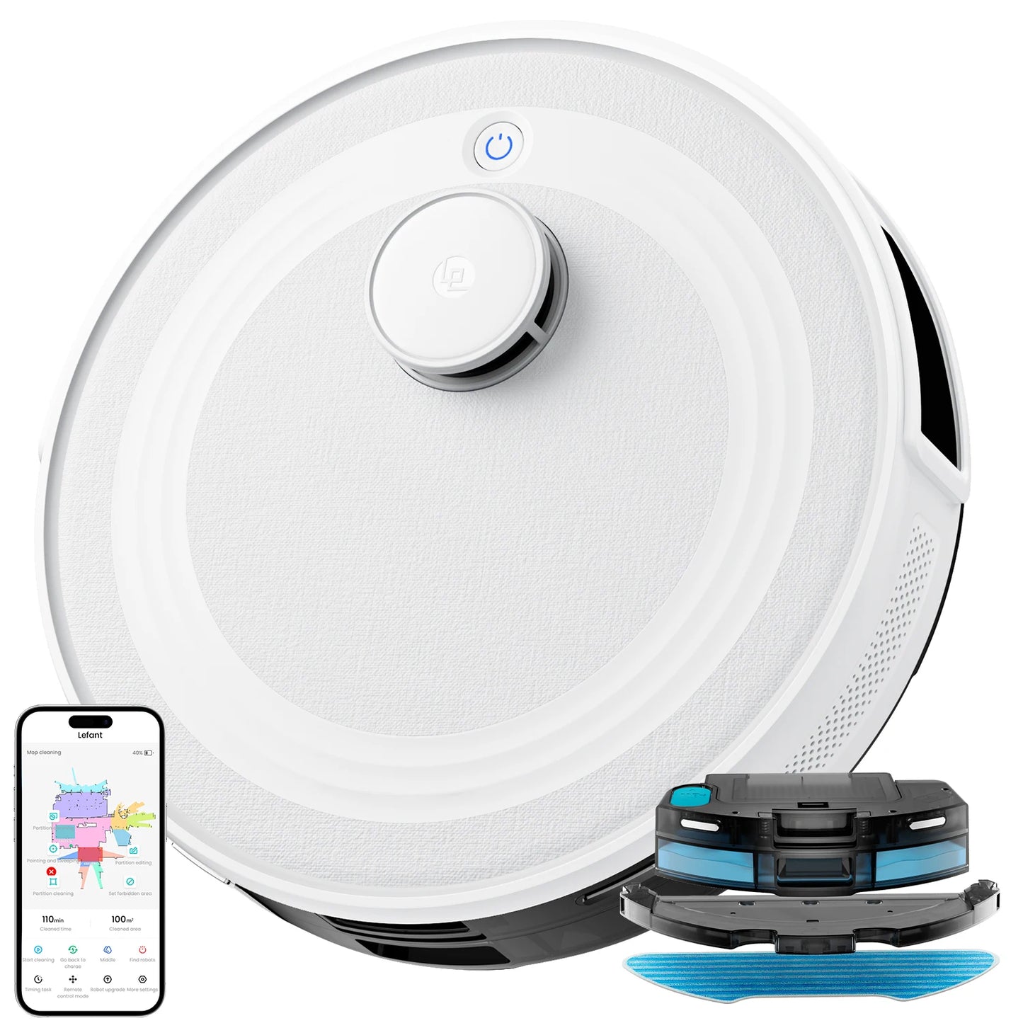 Robot Vacuum Cleaner, Laser Navigation, Anti-Tangle, Selected Area Cleaning, Ideal for Pet Hair, Carpets, freeing up your cleaning time for "Me time".