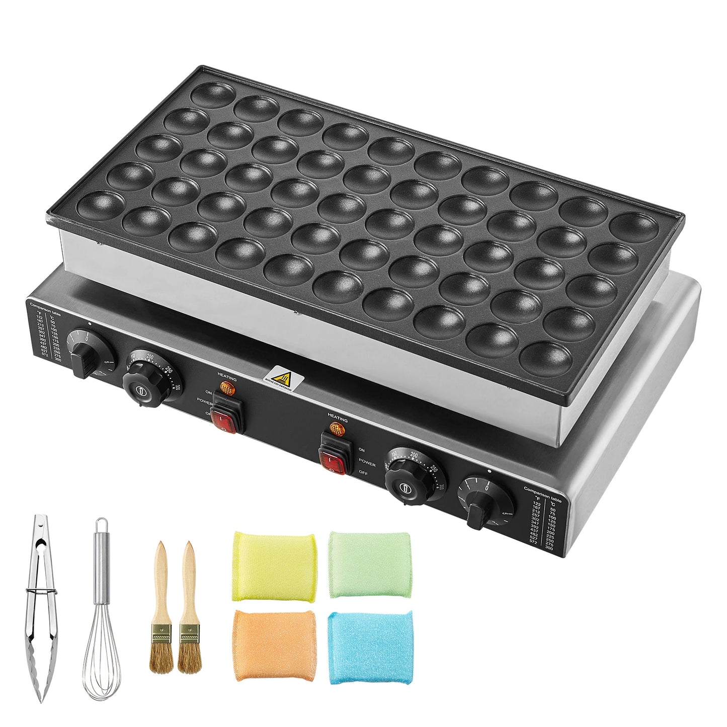 50 Count Mini Dutch Pancake Maker, Non-stick Waffle Maker with Dual Temp & Time Control makes fun brunch or breakfast meals. Perfect for families and sleepovers.