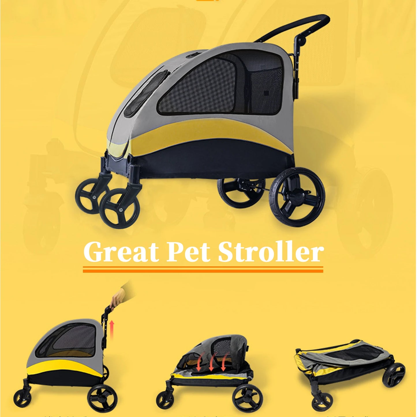 Portable Four Wheel Dog Stroller Foldable Travel Carrier