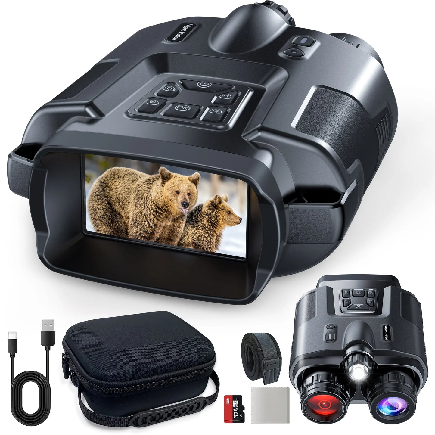 Night Vision Binoculars With Infrared, 8x Digital Zoom for night time adventures when Hiking, Camping, Exploring