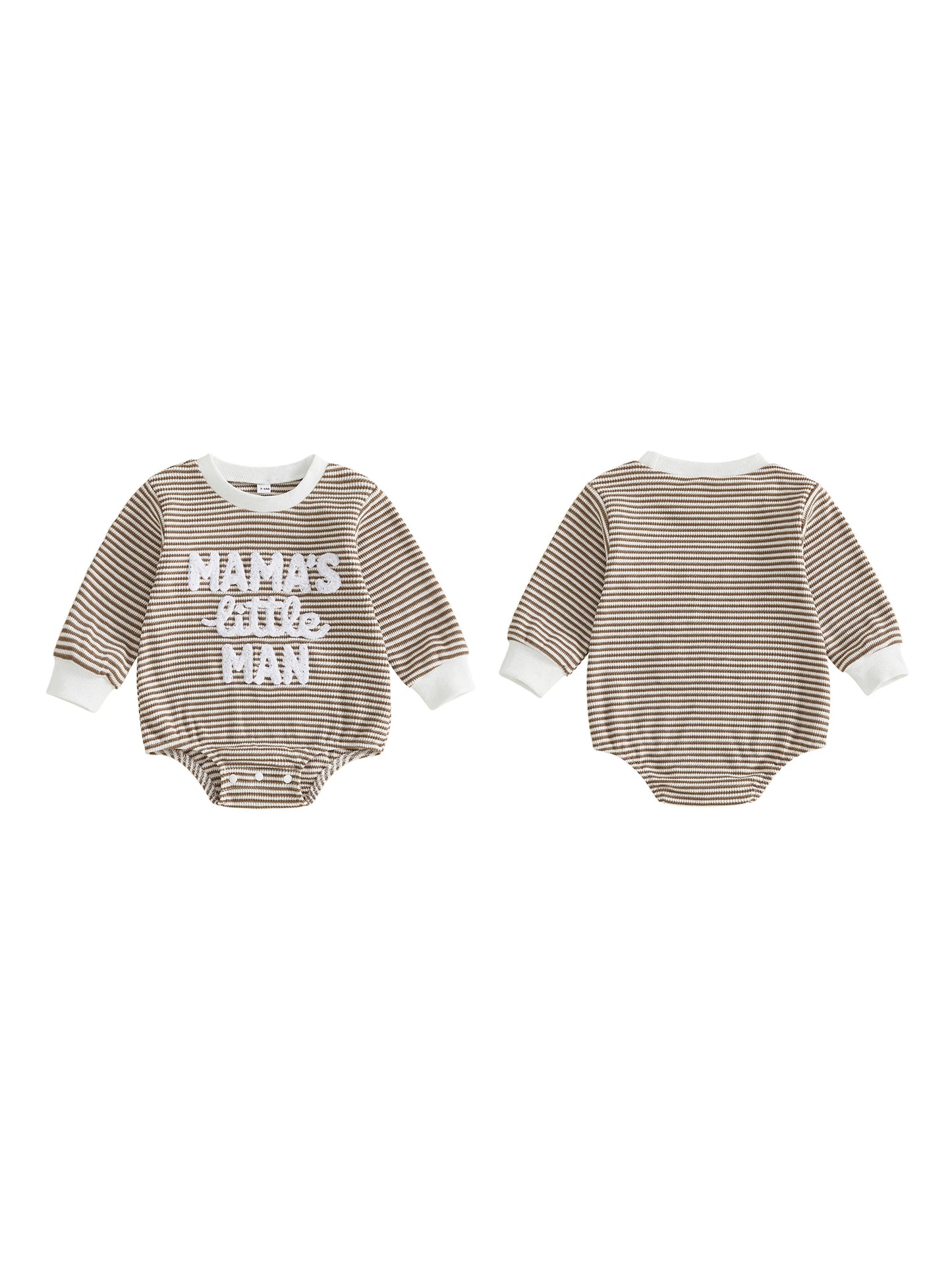 Long Sleeve Fall-Stripe Romper, Waffled Bodysuit for Your Cute Little Guy