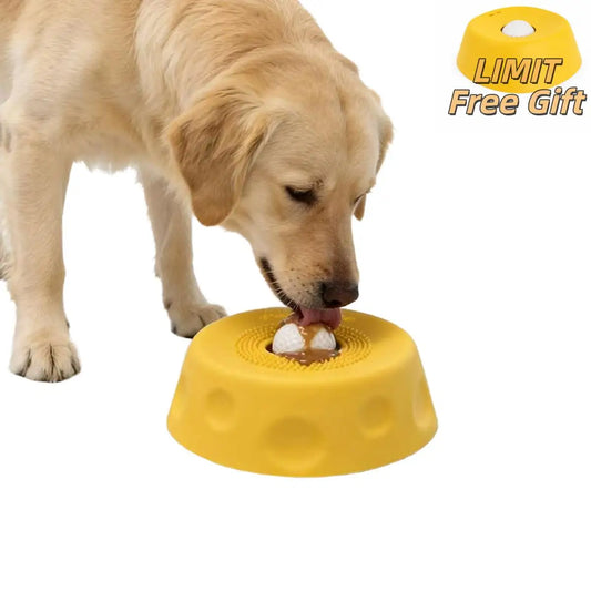 Interactive Dog Bowl, Slow Feeder Pet Licking Roller Ball to Improve Pacing and Oral Hygiene. 8 Suction Cups for No Mess and great Puppy Enrichment