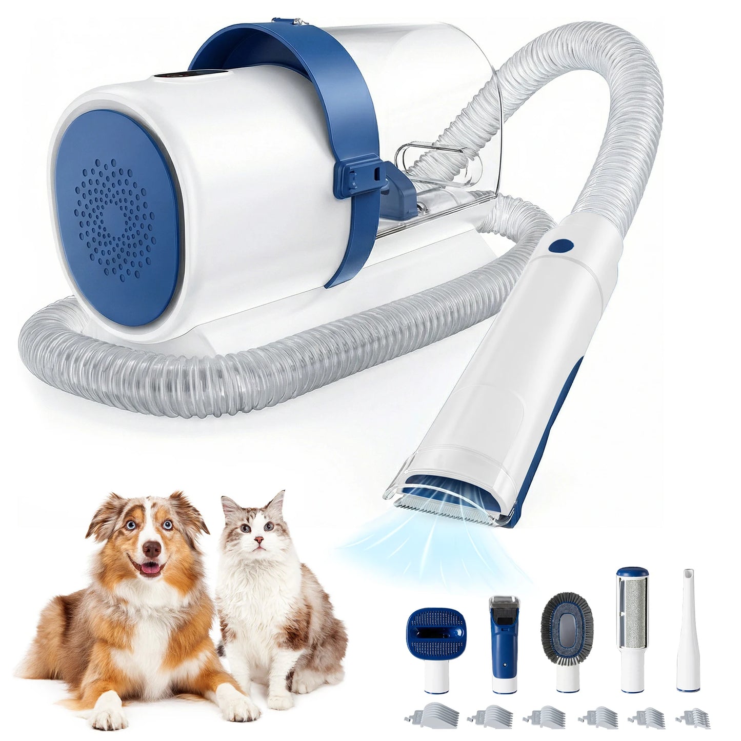 2.5L Professional Pet Grooming Vacuum Kit, 3 Suction Modes and 5 Groomer Tools with Cordless Low Noise Pet Clippers
