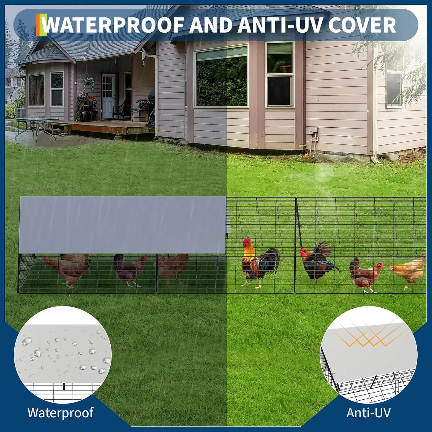 HiMISS Metal Chicken Tunnel Outdoor Yard Poultry Cage For Hens